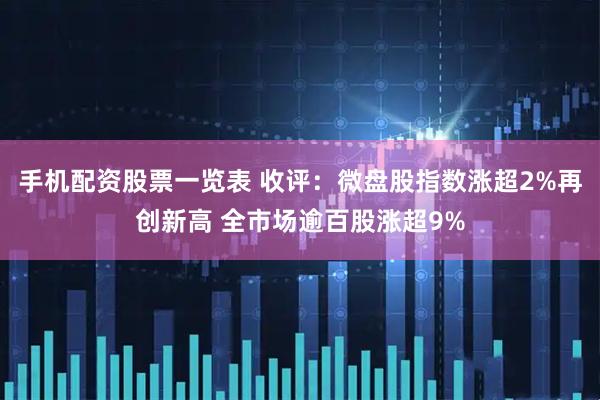 手机配资股票一览表 收评：微盘股指数涨超2%再创新高 全市场逾百股涨超9%